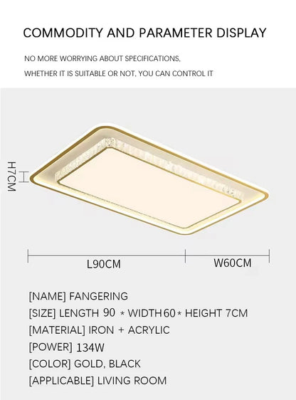 Luxury Living Room Lights Lustre Home Decoration LED Ceiling Lamp Modern Square Acrylic Gold Hall Bedroom Dining Room Fixtures