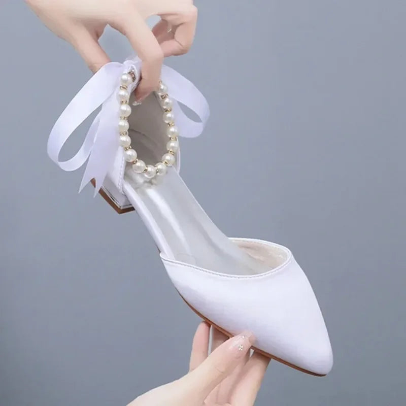 Summer New Women Shoes Fashion Pointed Tip Flat Sandals for Woman Elegant Dress Wedding Shoe Luxury Designer Shoes Zapatos Mujer