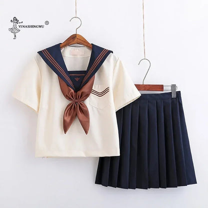 Japanese School Uniforms Anime COS Sailor Suit Jk Uniforms College Middle School Uniform For Girls Students Light Yellow Costume