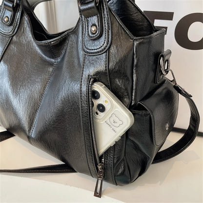 New Large Capacity Soft Leather Women's Handbag Fashion Trend Designer Women Shoulder Bag Simple Retro Female Travel Bags Sac