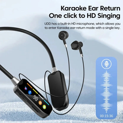 KEBIDUMEI Bluetooth 5.4 Headphones with Screen Neckband Earphones Wireless Headsets HiFi Stereo Sports Earbuds Support TF Card