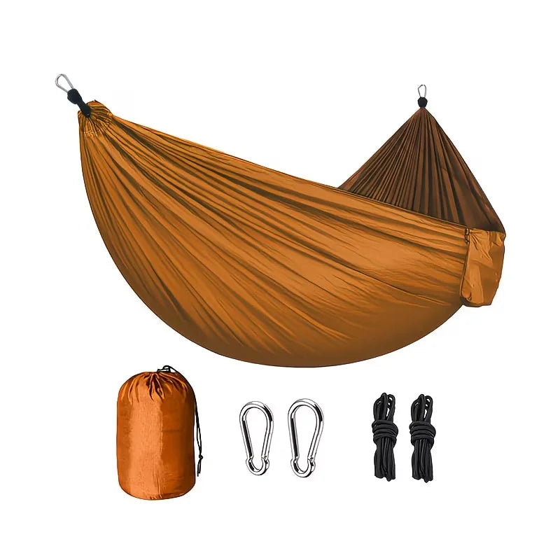 Nylon Camping Hammock Chair - Double Or Single Sizes W/Tree Straps And Attached Carry Bag - Portable for Travel/Backpacking/Beac