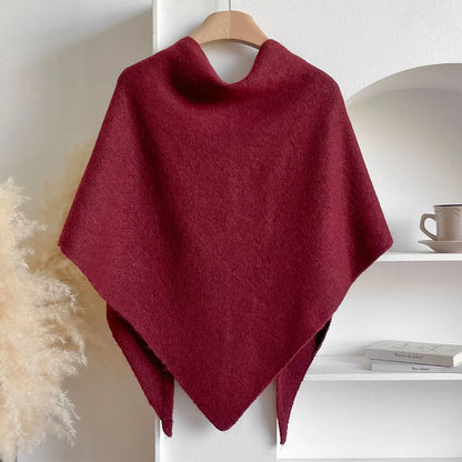 Autumn and Winter Korean Version New Women's Neck Wrap Wool Blended Triangular Shawl Female Thickened With Knitted Warm Shoulder