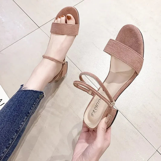 New Women Sandals Chunky Heels Slides Summer Sandal Elegant  Shoes Women Slipper Big Size 34-42 Fashion Summer Sandal Women