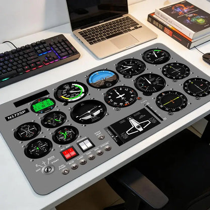Aviation Flight Simulator Cabin Instruments Mouse Pad with Edge Locking Process, 1000×500, Washable Anti-Slip XXL Mouse Pad