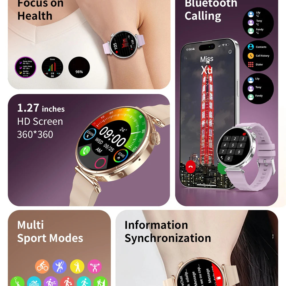 Wirstband Blue Tooth Call Smartwatch NFC Waterproof Music Fitness Tracker Health Monitoring Smart Watch Women Outdoor Sports