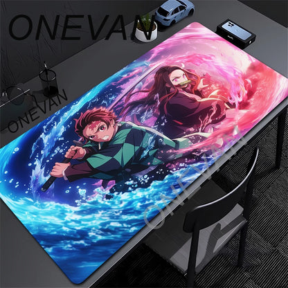 Large Mouse Pad Demon Slayer Nezuko Cute Anime Mousepads Kawaii Table Mats Office Accessories Deskmat Rubbe Lockedge Mouse Mat