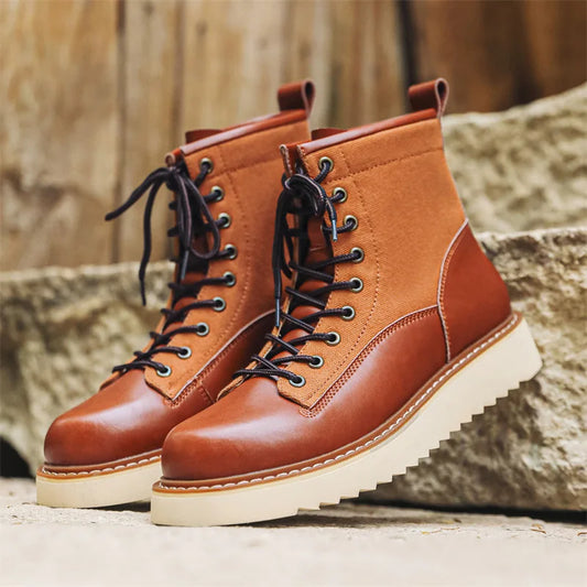 New Handmade Vintage British Men Fashion Ankle Boots High Quality Dress Leather Tooling Shoes Outdoor Business Motorcycle Boots