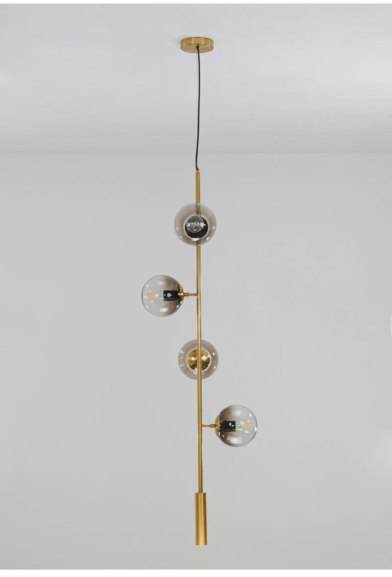 Nordic LED Pendant Lights Modern Hanglamp Glass Ball Light for Living Room Suspension Chandelier Smoke Gold Hanging Lamp Decor