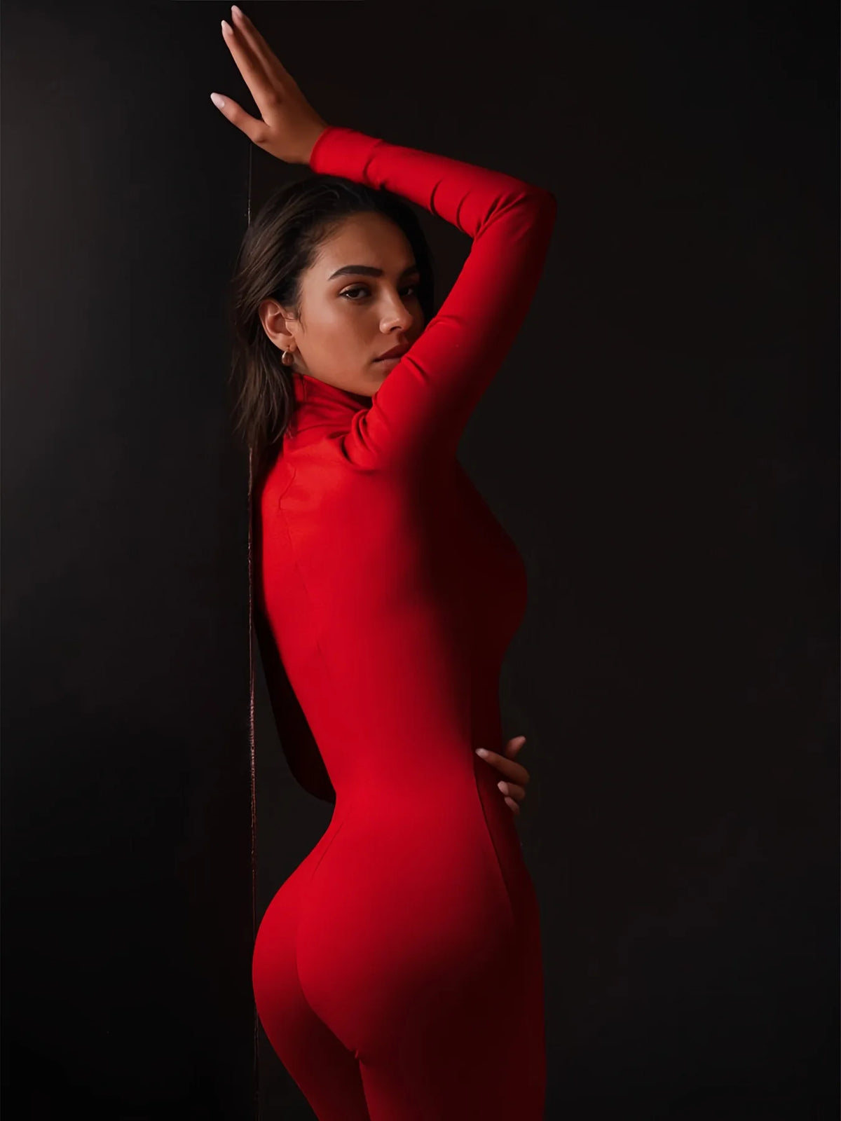 New 2026 Motorcycle Suit Jumpsuit Women Solid Turtleneck Zipper Slim Stretchy Long Sleeve Pencil Pants Rompers Moto Biker 65012