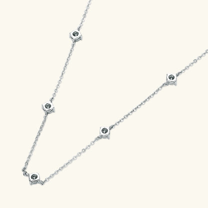 Sweetrain 3mm Moissanite Diamond Necklaces for Women Dainty 18k Gold Plated/925 Sterling Silver Neck Chain Female Trendy Jewelry