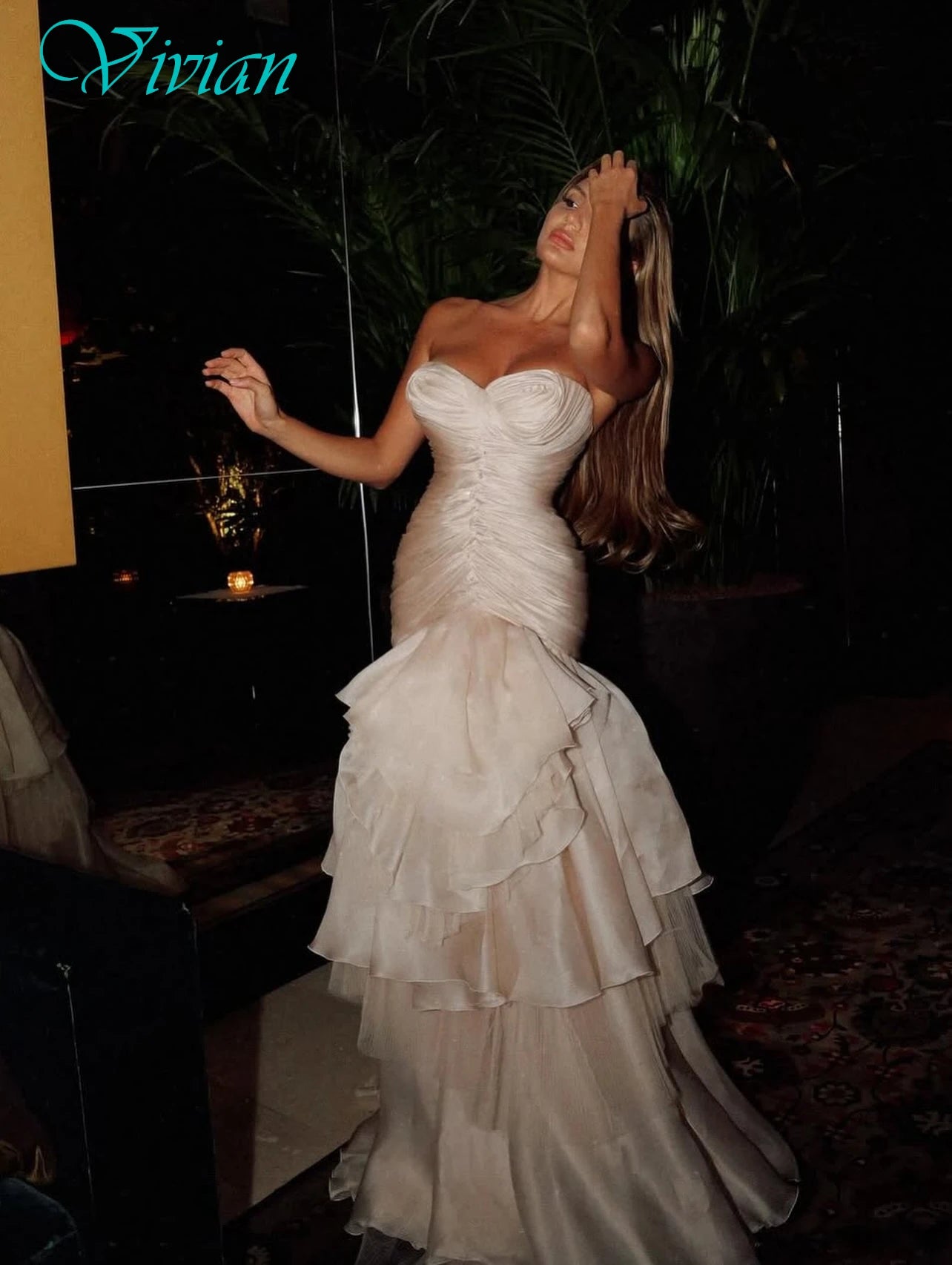 Customized Mermaid Strapless Sleeveless Elegant Classic Evening Dress Modern Delicate Celebrity Gowns High Quality Party Dress
