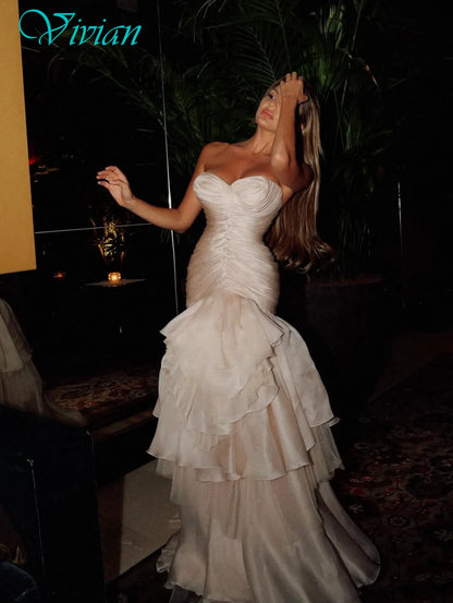 Customized Mermaid Strapless Sleeveless Elegant Classic Evening Dress Modern Delicate Celebrity Gowns High Quality Party Dress
