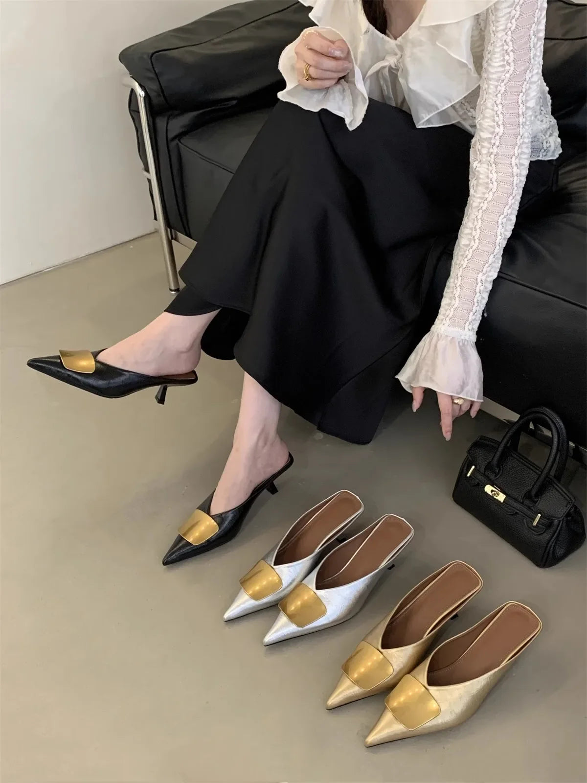 Luxury Womens Shoes High Heels Mules Shoes Pointed Toe Heeled Sandals for Women Elegant Party Slides 2025 Designer Shoes Zaoatos