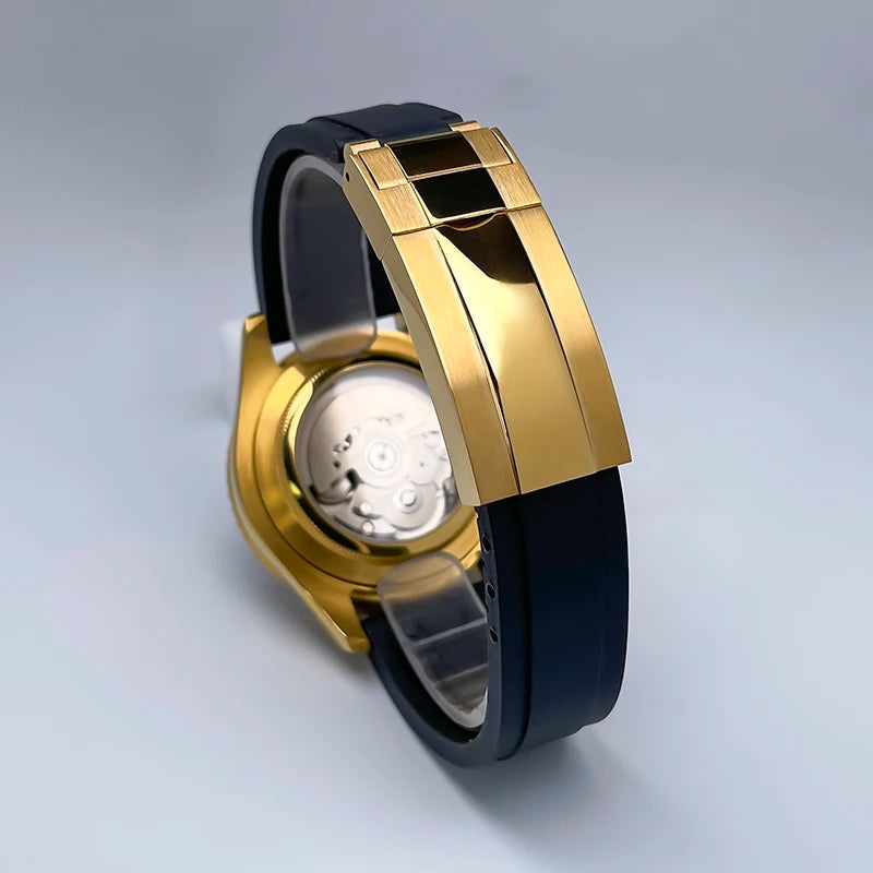NH35 Automatic Watch Men 40MM Full Gold YM Ceramic Bezel Two-Way Rotating Sapphire Glass Luminous Luxury Rubber Strap for Man