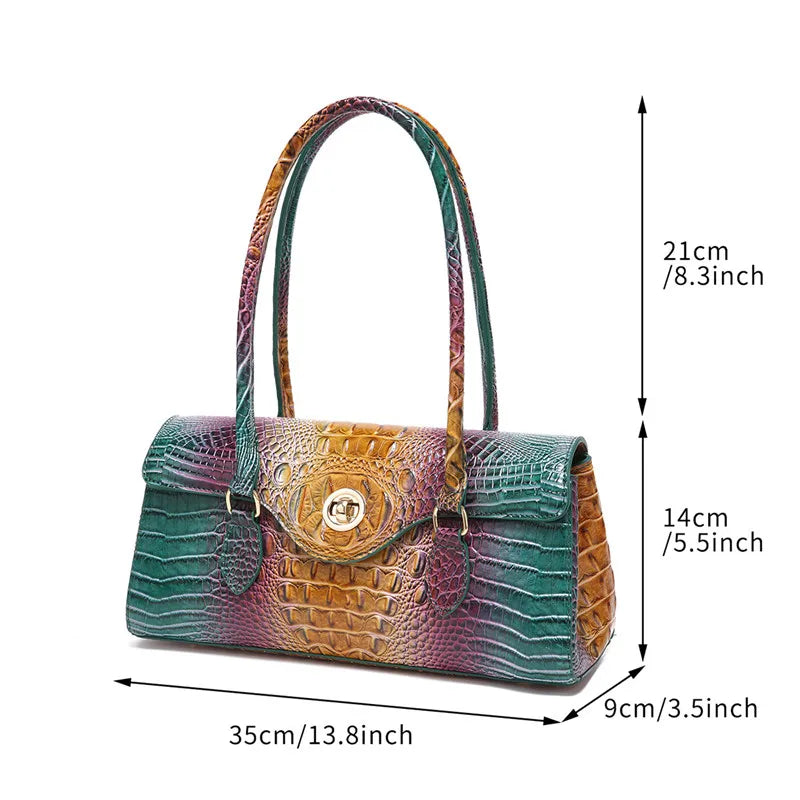XMESSUN New Crocodile Pattern Handbag Bags for Women 2026 Fashion Designer Luxury Vintage Lady PU Leather Shoulder Crossbody Bag