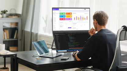 UPERFECT Delta Mega 23.8 Inch 100Hz Dual Screen Stacked Computer Display 1080P 360° Folding Triple Extender Monitor with Speaker