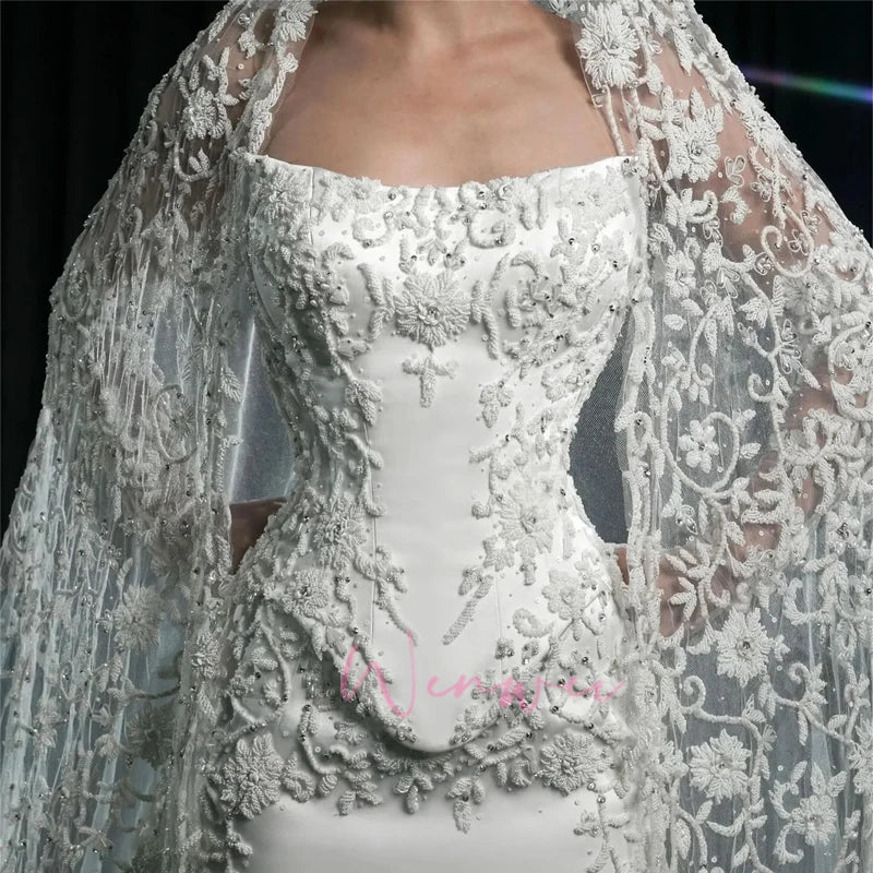 Luxury Peal Beadings O-Neck Exquisite Modern Design Charming Elegant Wedding Bride Dress Shimmering Customized vestidos de novia
