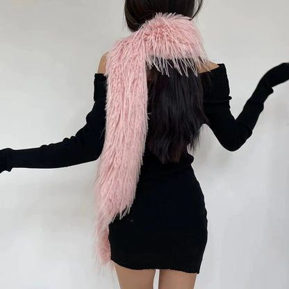 Winter Korean 200cm Long and Thick Scarf Fashionable Plush Long Strip Scarf Women's Imitation Mink Fur Y2K Girl Scarf for Warm