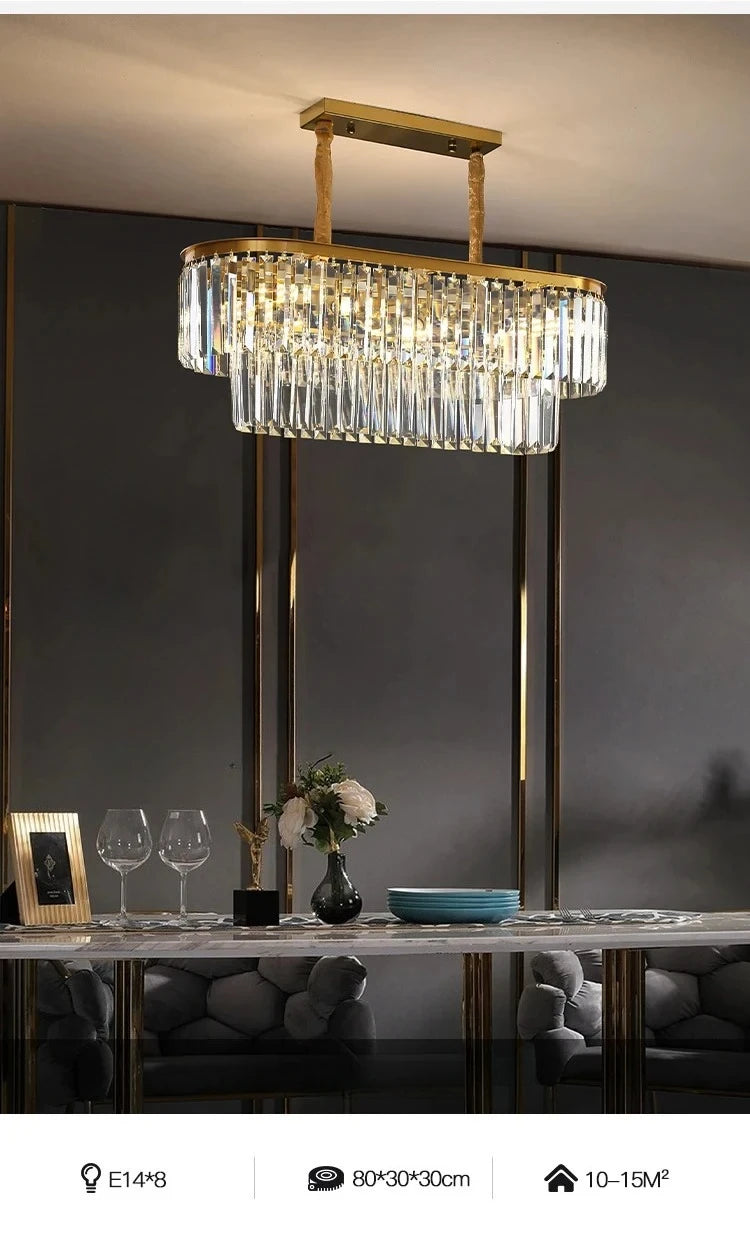 Modern Luxury Crystal Chandelier Gold Ceiling Pendant Lights for Living Room Chandeliers Villa Kitchen Decoration Round Lamp