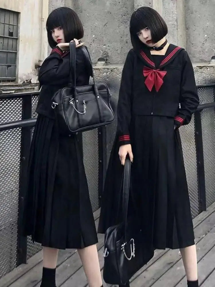2026 School Girl Embroidery Uniform Long Sleeve Top Japanese Class Sailor School Clothes For Students Anime Cos For Women S-xl