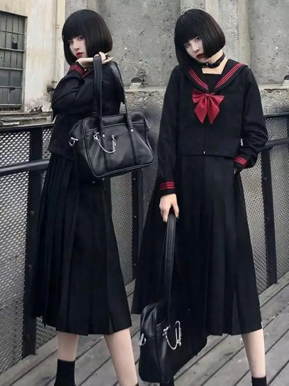 2026 School Girl Embroidery Uniform Long Sleeve Top Japanese Class Sailor School Clothes For Students Anime Cos For Women S-xl