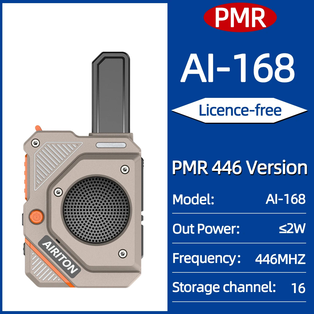 2PCS AIRITON AI-168 Mini Walkie Talkie Rechargable PMR/FRS Portable Long Range NOAA Type-C Charger for Trip Business Ham Radio