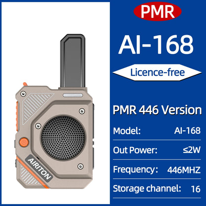2PCS AIRITON AI-168 Mini Walkie Talkie Rechargable PMR/FRS Portable Long Range NOAA Type-C Charger for Trip Business Ham Radio