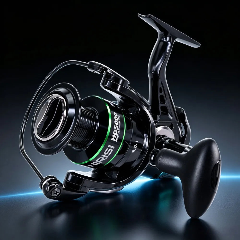 Hirisi Carp Fishing Spinning Reel 15-20KG Max Drag 5.2:1 Gear Ratio Metal Spool Waterproof Smooth Heavy Duty HD4000