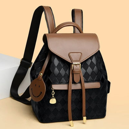 Women Backpack Soft Pu Leather Black Casual Multifunctional College Bag Capacity Shoulder Bag Trave Handle Bag