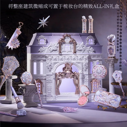 FLOWER KNOWS Knight Unicorn All-in-One Makeup Set Shimmer Eyeshadow,Mirror Lip Gloss Blush,Setting Powder Mirror Cosmetics Kit