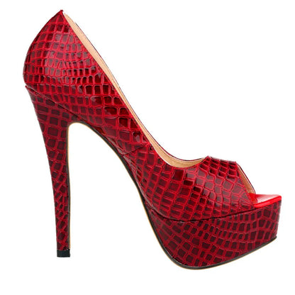 Cross-dresser Unisex Men's Pumps Queen Fashion Peep Toe Platform High Heels 14cm Sexy Patent Leather Shoes Stilettos Large Size