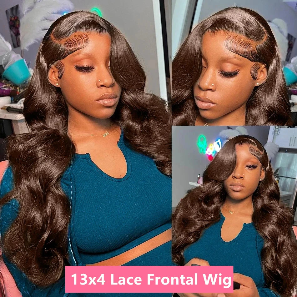 Silkwave Body Wave Chocolate Brown Lace Front Wig Brazilian 30 Inch 13x6 HD Lace Frontal Wigs For Women Colored Human Hair Wig
