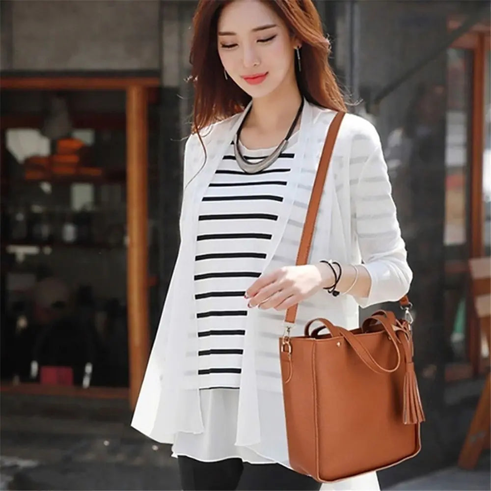 4Pcs/set PU Leather Crossbody Bags High Capacity Women Bag Set Pattern Portable Shoulder Bags Purse Simple Ladies Handbag