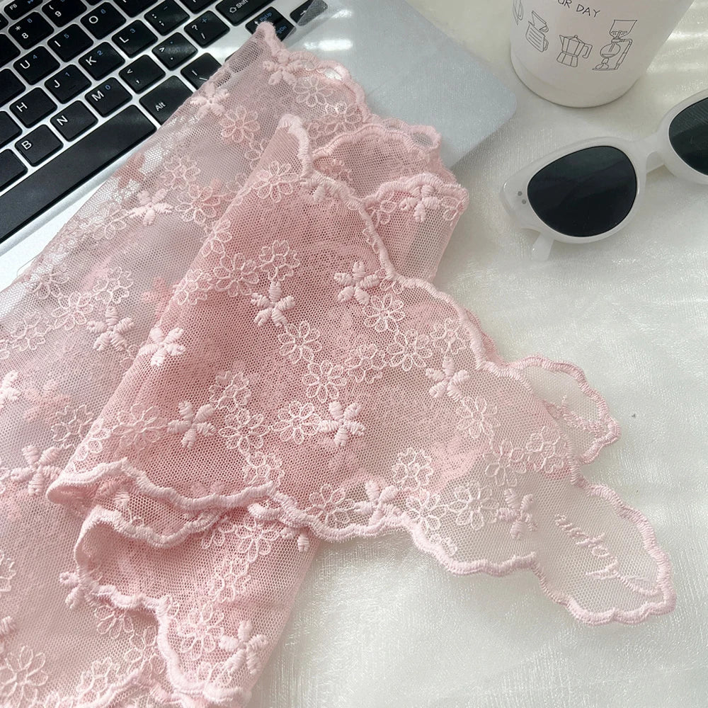 INS Lace Hair Scarf Women Korean Triangle Hair Band Travel Photo Headband Sunscreen Headscarf Girls Linen Cotton Neckerchief