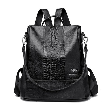 Women's Crocodile Pattern Backpack Leather School Bookbags for Girls Bagpack Large Capacity Designer Travel Rucksack Mochilas
