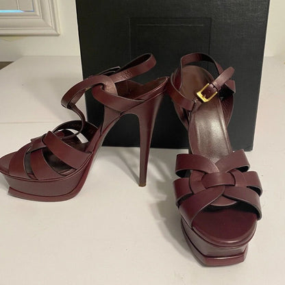 Platform Shiny Leather Cage Sandals Women Open Toe Ankle Strap High Heels Sandals Lady Stone Pattern Sexy Elegant Luxury Shoes