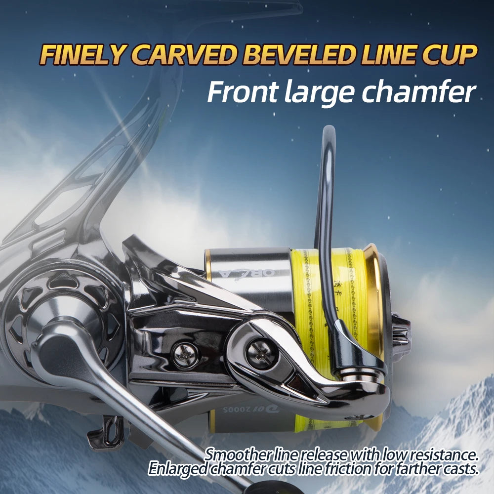 FISHINGFANS ORCA D01 Spinning Reel 5.2:1  5+1BB 6KG Max Drag,Lightweight CNC Spool for Lure Fishing,Smooth Power Transmission