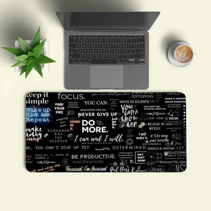 XXL 900*400 Black Motivational Quotes Mouse Pad,Non Slip Lock Edge Rubber Base Mousepad for Gaming Office Keyboard Desktop Use