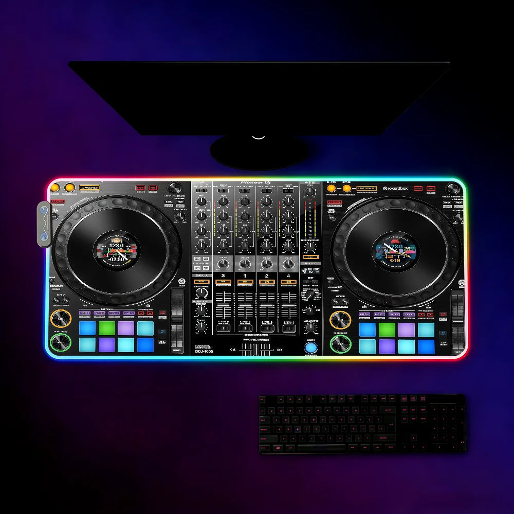 Music Pioneer DJ  Mouse Pad Waterproof RGB LED Light Colorful Game Keyboard Non-slip Cover Desk-mat Surface