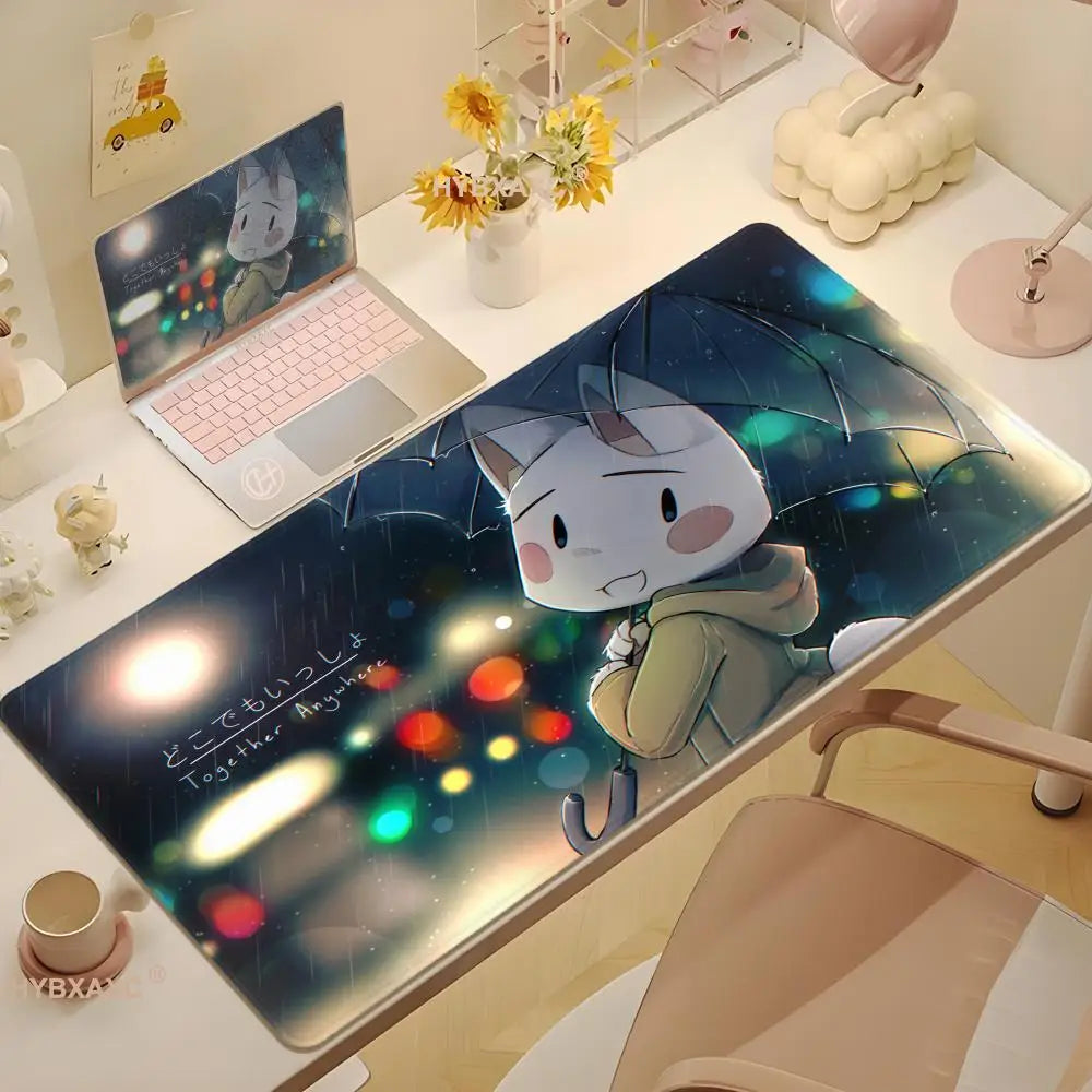 HYBXAXC Cute T-Toro I-Inoue Cat Mouse Pad Non-slip Desk Mat PC Laptop Accessories Rubber Office Keyboard Large Gamers Decoracion