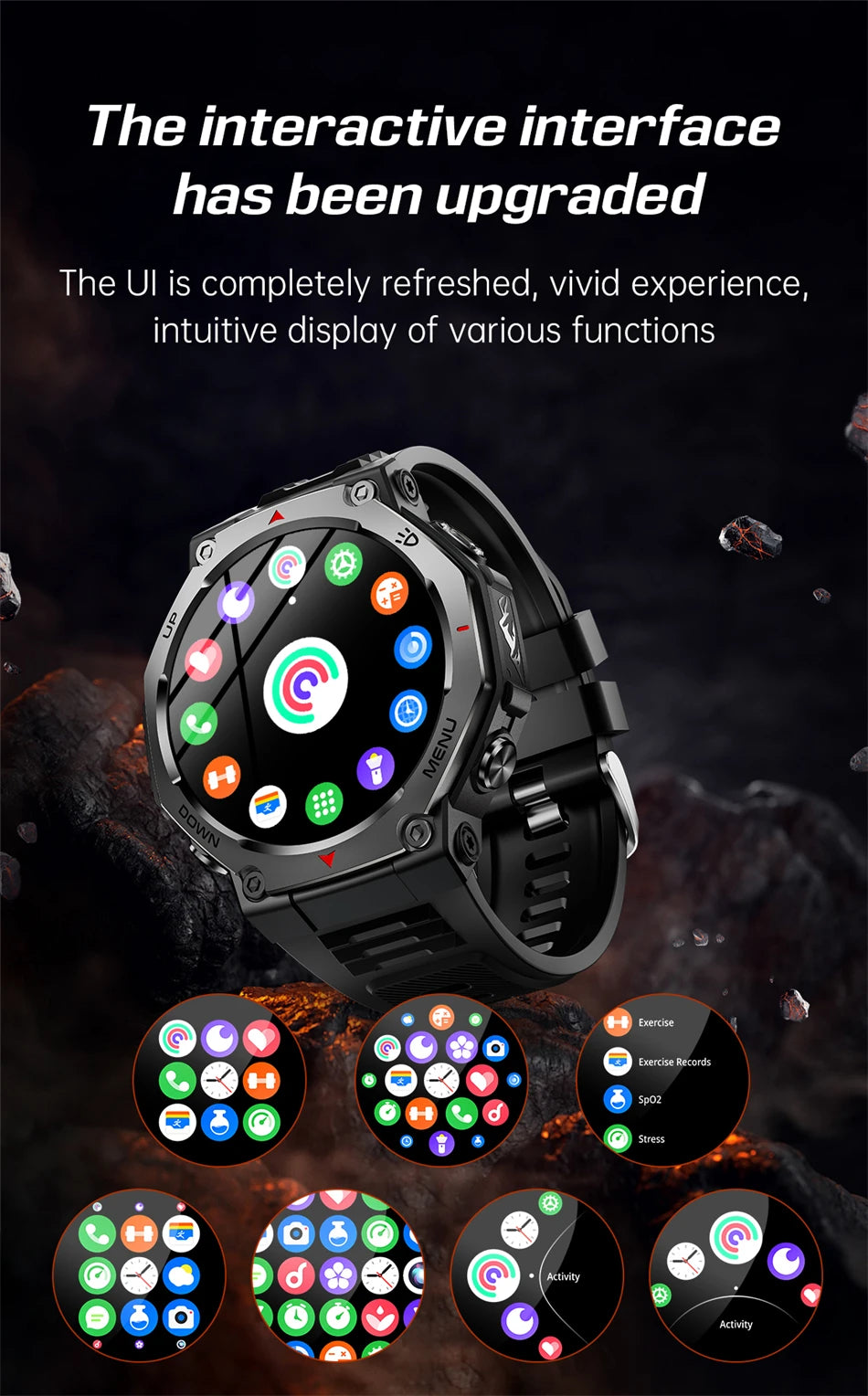 2026 New Military Active Edge Smart Watch Men 10ATM Waterproof GPS Motion Track 100+Sport Modes Heart Rate HD BT Call Smartwatch