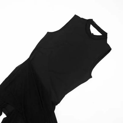 Sibybo Sleeveless Sheer Mesh Patchwork Women Jumpsuit Black Backless Ribbons High Stretch Bodycon Rompers Female Party Clubwear