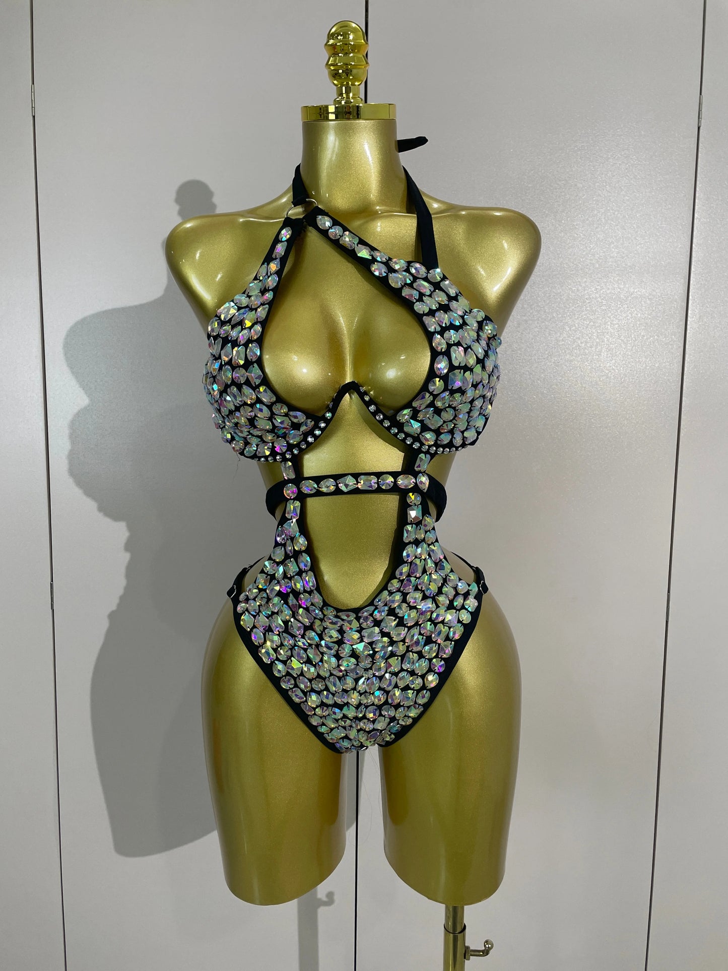 Sexy Sparkly Diamonds Swimsuit Bar Bikini 2026 Fashion Women Crystal Handmade One-piece Bodysuit Swimsuit Stage Photoshoot Wear