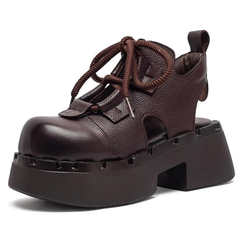 Myjyjz 7cm Cow Genuine Leather Flats Comfy Platform Wedge Fashion Flats Ankle Booties Sandals Luxury Shoes Mary Jane Pumps Women