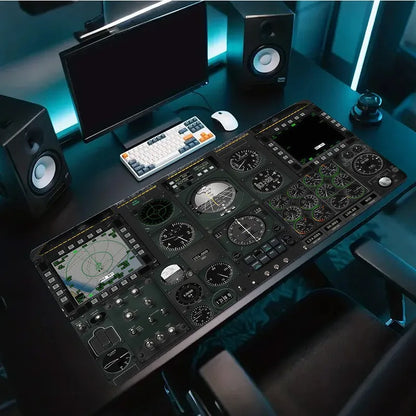 900x400 Flight Simulator Cockpit Mouse Pad, Non-Slip Stitched Edge Rubber Mat, Ideal Desk Pad for Gaming Office Computer Desktop