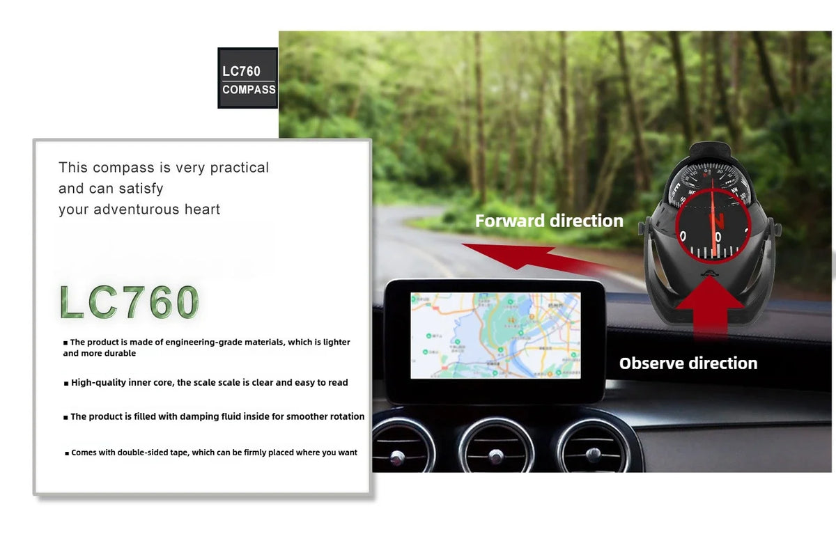 LED Light Electronic Compass, High Precision Pivoting Navigation Compass for Boat Car Marine Use