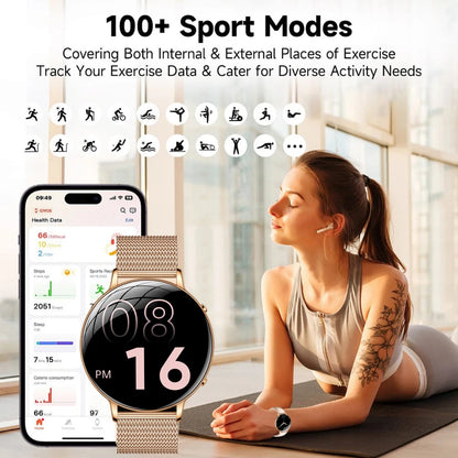 2026 Ultra-Thin Women Smart Watch AMOLED HD GPS Track Always-On Time Display LED Flashlight Bluetooth Call Waterproof Smartwatch