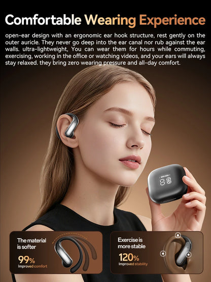 Tecsire Bluetooth Earphones Wireless Earbuds Open Ear Hook Headset HiFi Stereo Comfortable Waterproof For Sports Daily Use