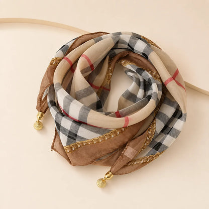 63x63cm Leopard Print Square Scarf for Women with Magnetic Clasp Lightweight Chiffon Neck Scarf Fashion Accessory